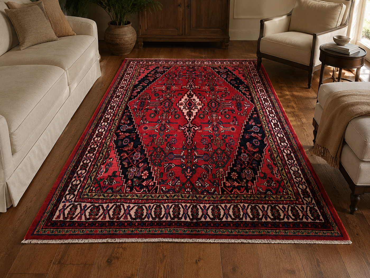 9'8" x 6'10" Handmade Persian Wool Rug room styling example