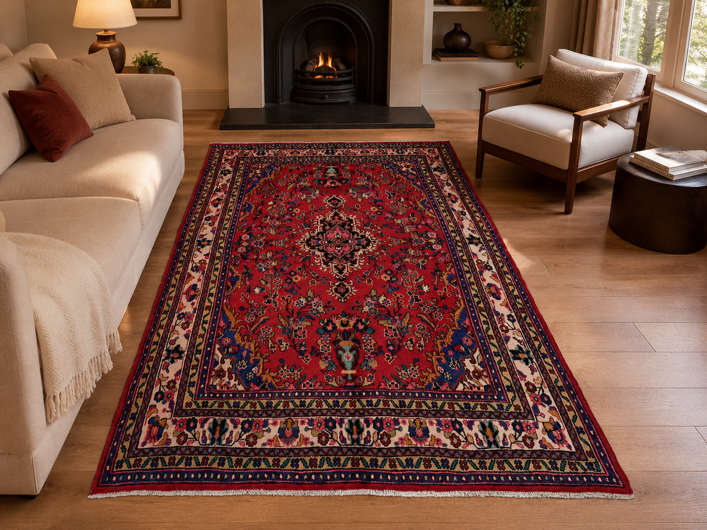 9'8" x 6'11" Handmade Persian Wool Rug room styling example