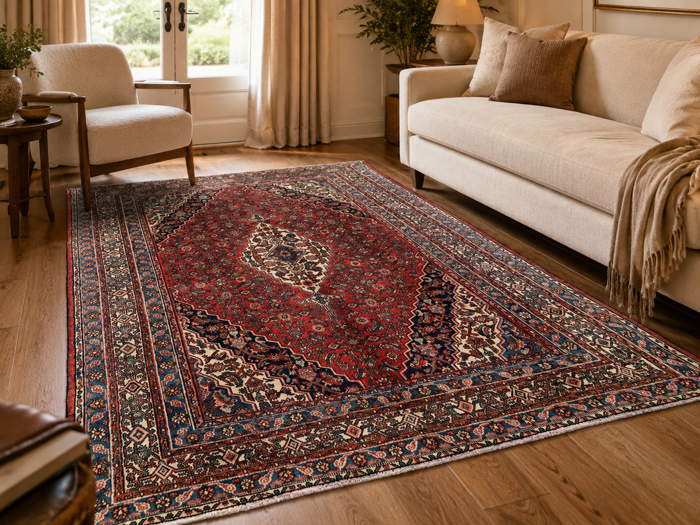 10'5" x 7'0" Handmade Persian Wool Rug room styling example