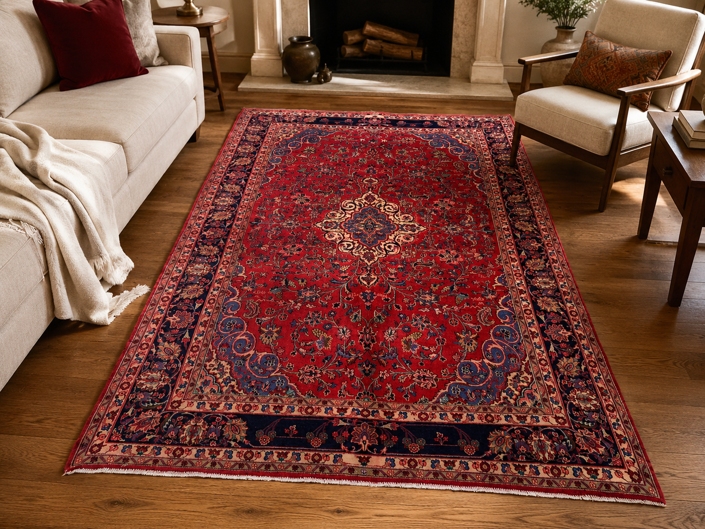10'4" x 6'11" Handmade Persian Wool Rug room styling example