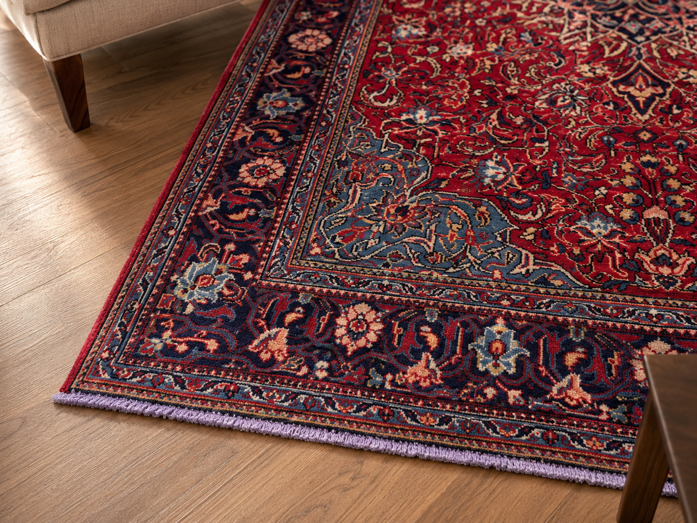 9'5" x 7'0" Handmade Persian Wool Rug wool texture and pattern detail