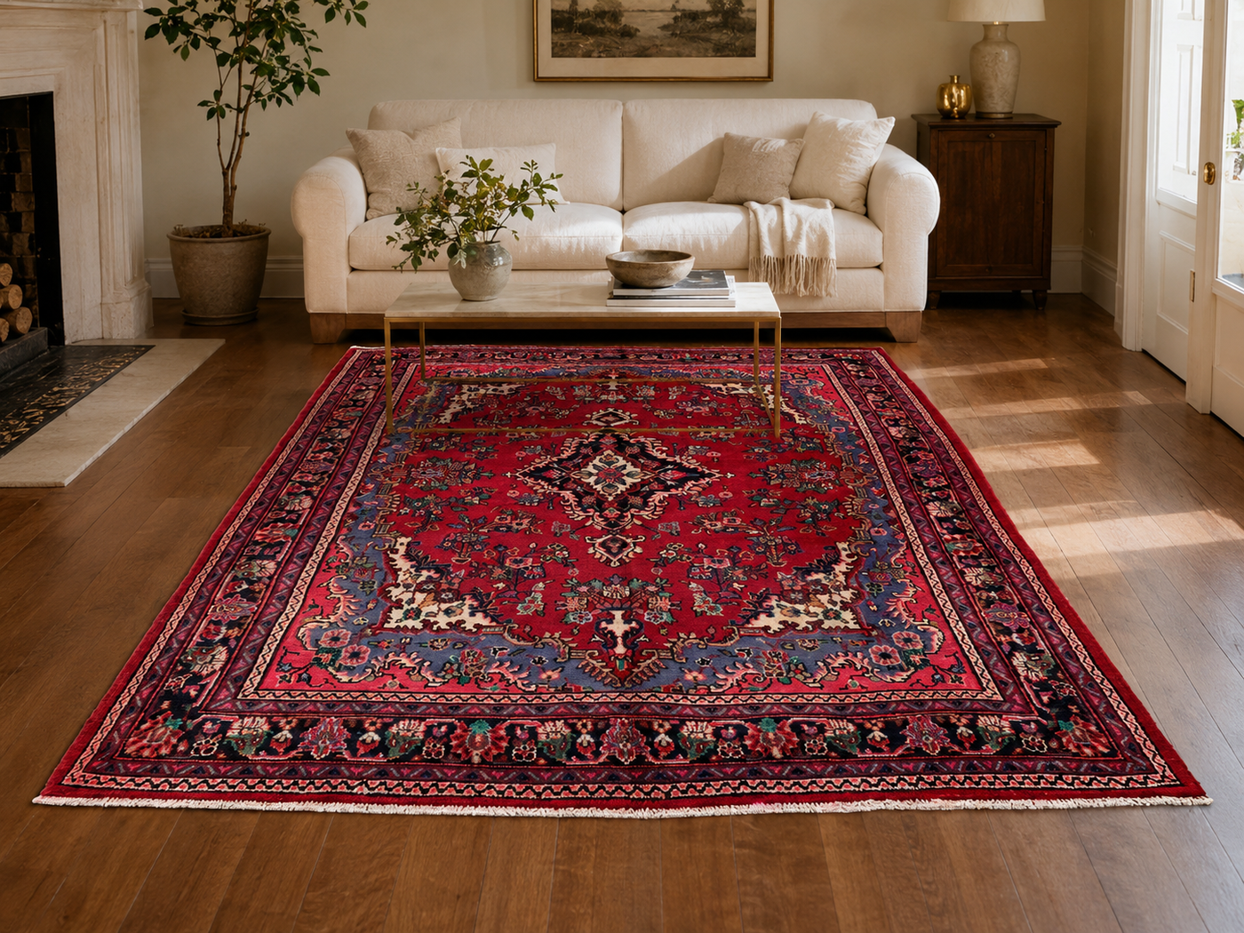 10'2" x 7'0" Handmade Persian Wool Rug styled in a room