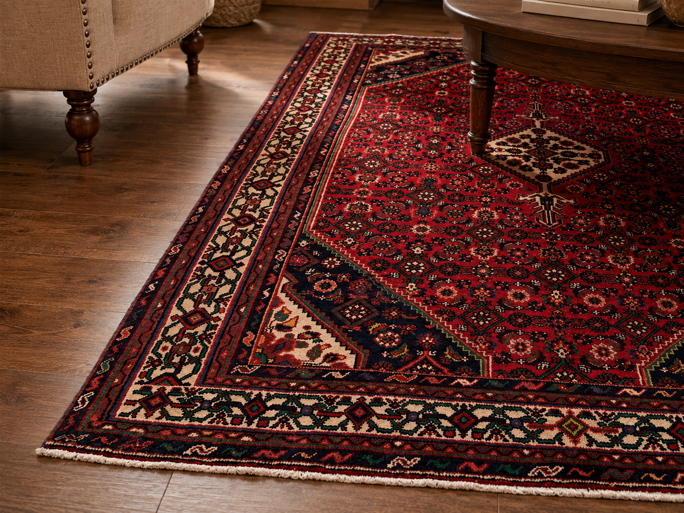 9'10" x 6'8" Handmade Persian Wool Rug wool texture and pattern detail
