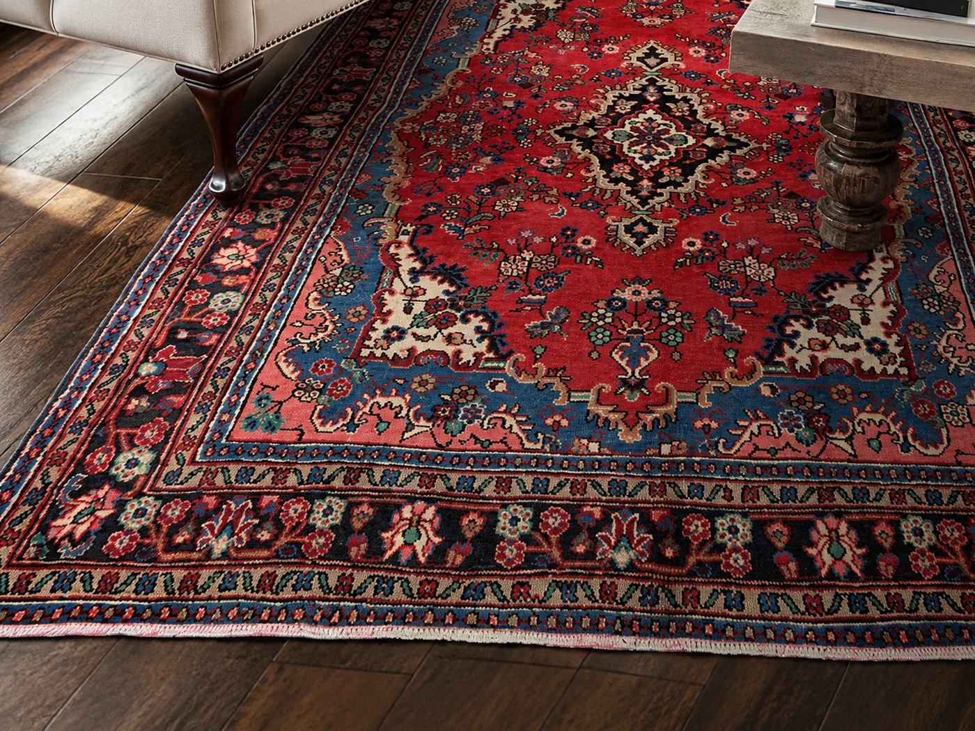 9'11" x 7'0" Handmade Persian Wool Rug wool texture and pattern detail