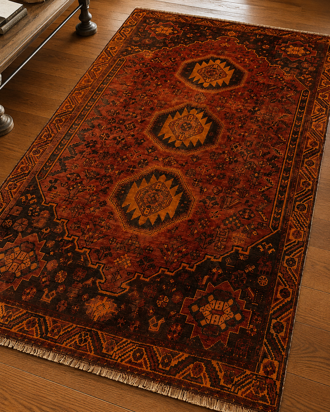 10'2" x 6'2" Handmade Persian Wool Rug wool texture and pattern detail