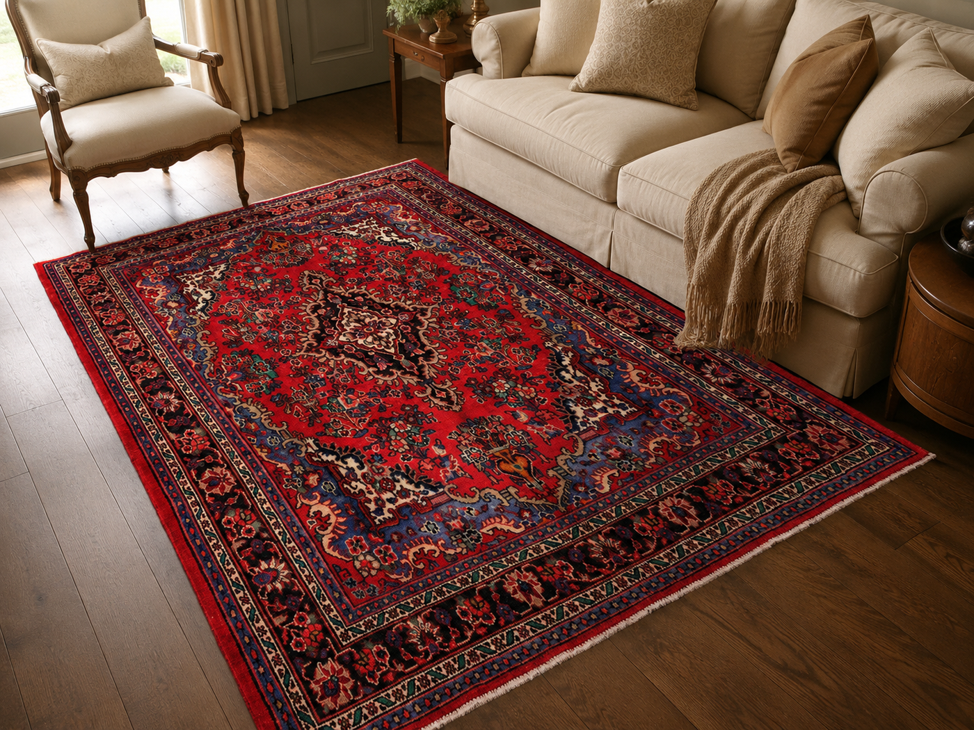 10'2" x 7'0" Handmade Persian Wool Rug room styling example