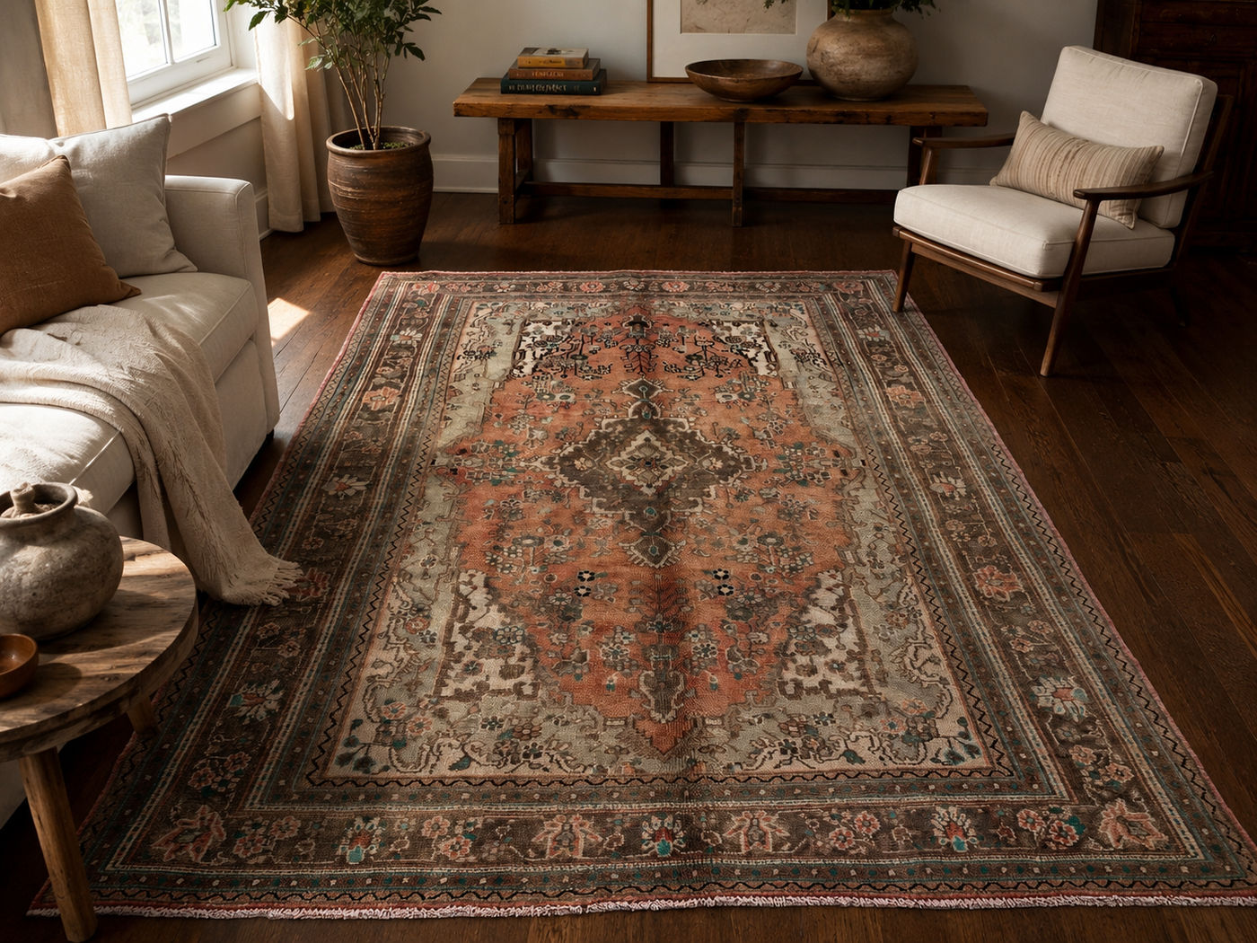 10'3" x 6'5" Handmade Persian Wool Rug room styling example
