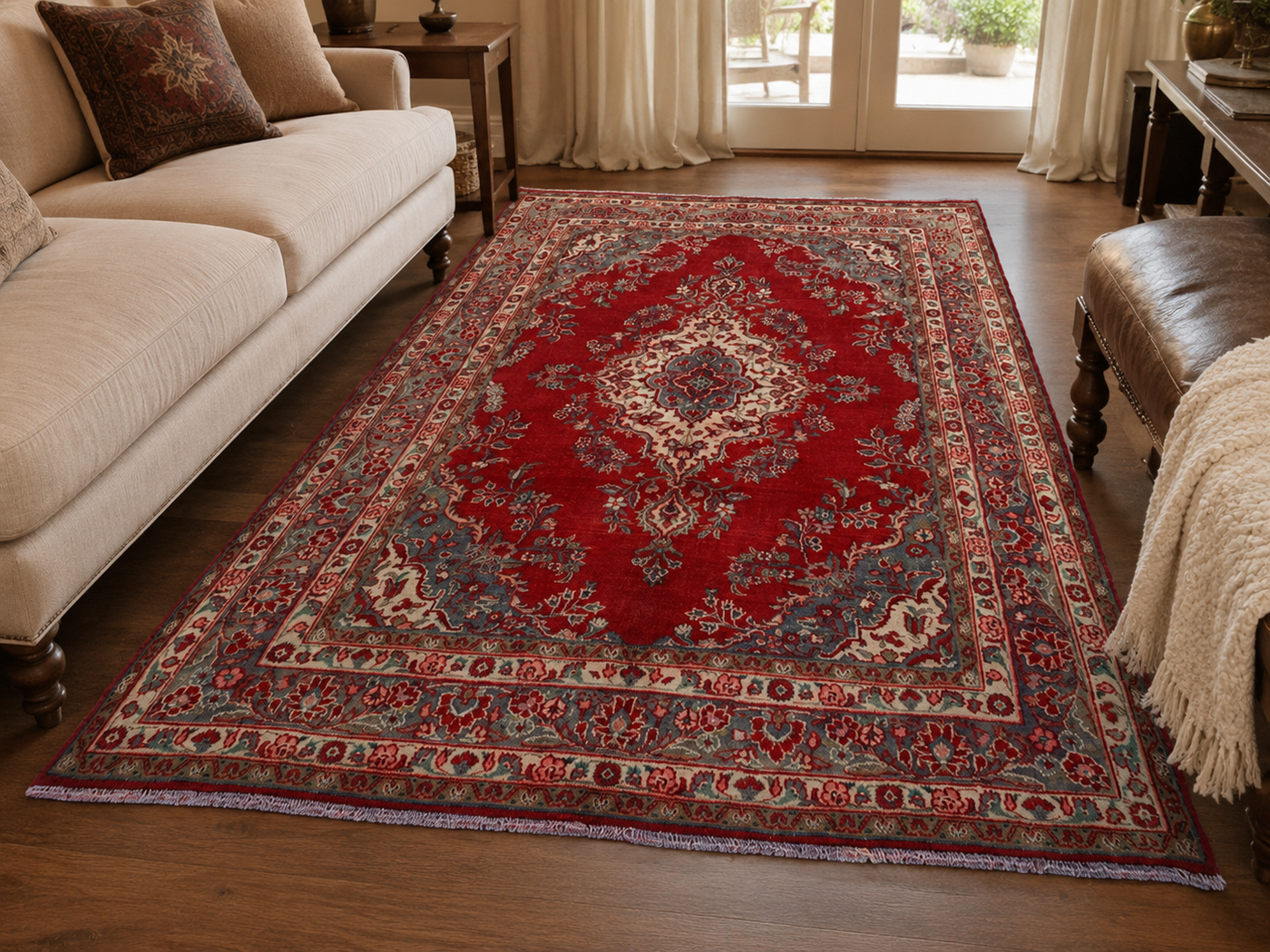 9'11" x 6'10" Handmade Persian Wool Rug room styling example