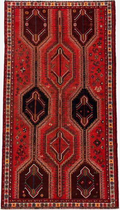 Handmade Persian Wool Area Rug 7x10 - Red Tribal Vintage Persian Style Rug - Exact Size 9'2" x 6'2" - KBHM-1169