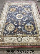 9'X12' Hand-Knotted Oushak Wool Area Rug- Multi/Grey