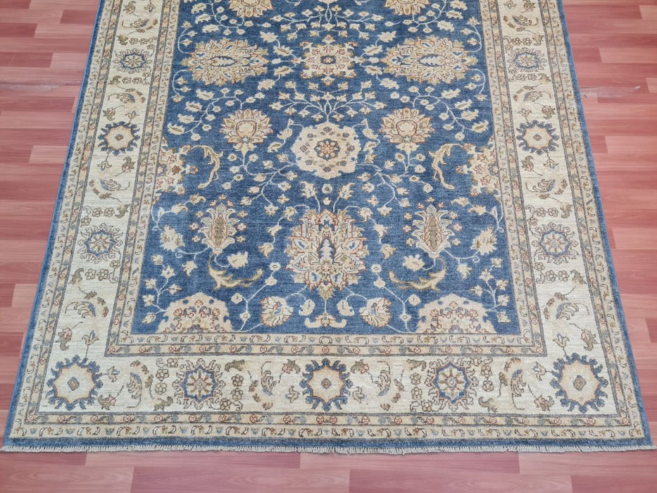 7'x10' Hand-Knotted Chobi Blue/Beige Area Rug – KB Rugs