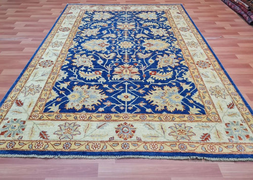 6'x9' Hand-Knotted Chobi Blue/Beige Area Rug – KB Rugs