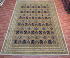 9'X12' Hand-Knotted Chobi Four-Season Wool Area Rug - Beige/Blue
