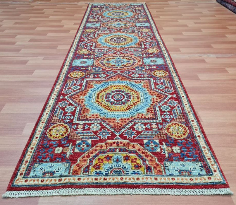 3'0X10'0 Mamluk Runner Hand Knotted 100% Wool Area rug