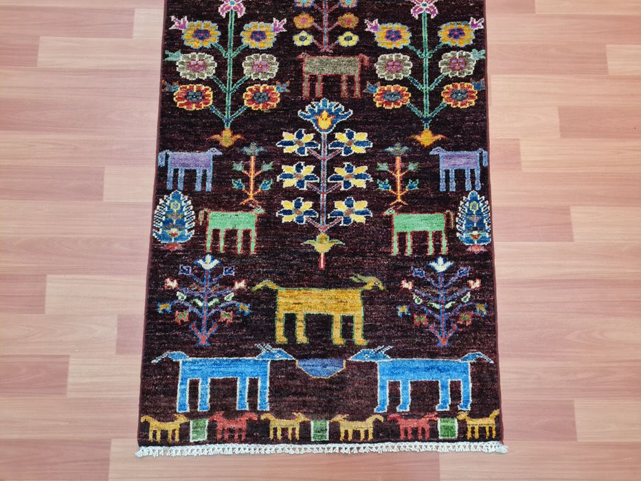 3'0X10'0 Tribal Runner Hand Knotted 100% Wool Area rug