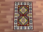 2'X3' Hand-Knotted Chobi Wool Area Rug - Red/Multi