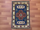 2'X3' Hand-Knotted Chobi Wool Area Rug - Blue/Multi