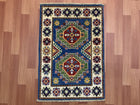 2'X3' Hand-Knotted Chobi Wool Area Rug - Blue/Multi