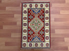 2'X3' Hand-Knotted Chobi Wool Area Rug - Red/Multi