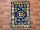 2'X3' Hand-Knotted Chobi Wool Area Rug - Blue/Multi
