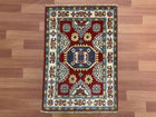 2'X3' Hand-Knotted Chobi Wool Area Rug - Red/Multi
