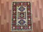 2'X3' Hand-Knotted Chobi Wool Area Rug - Red/Multi