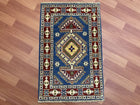 2'X3' Hand-Knotted Chobi Wool Area Rug - Blue/Multi