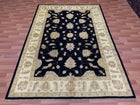 6'X9' Hand-Knotted Chobi Wool Area Rug - Black/Beige