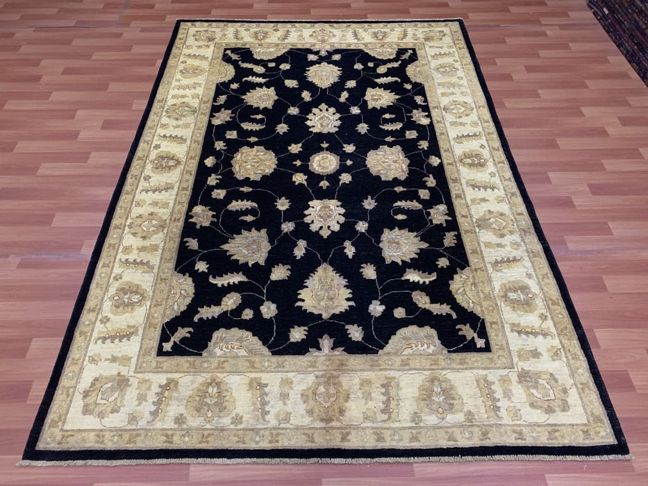 6'x9' Hand-Knotted Chobi Black/Beige Area Rug – KB Rugs