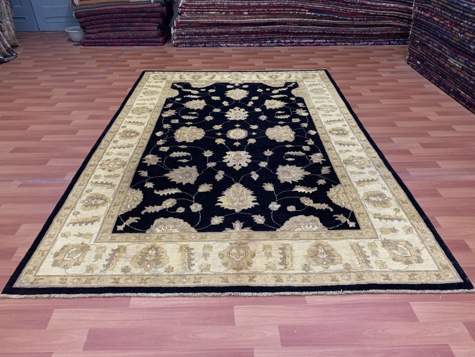 6'x9' Hand-Knotted Chobi Black/Beige Area Rug – KB Rugs