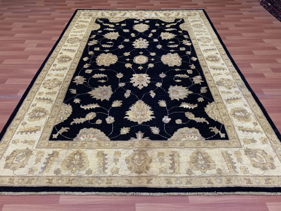 6'x9' Hand-Knotted Chobi Black/Beige Area Rug – KB Rugs