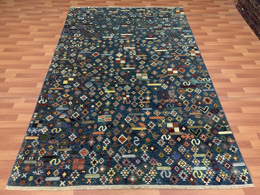 7'x10' Hand-Knotted Modern Chobi Blue/Multi Area Rug – KB Rugs