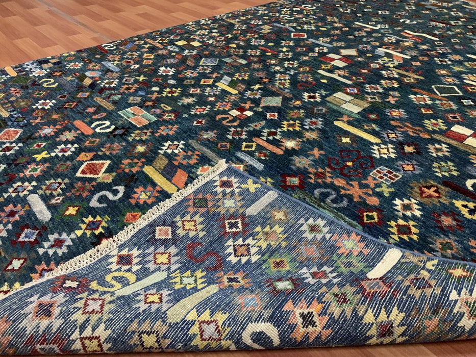 7'x10' Hand-Knotted Modern Chobi Blue/Multi Area Rug – KB Rugs