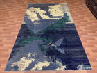 7'X10' Hand-Knotted Modern Chobi Wool Area Rug - Blue/Multi