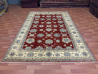 7'X10' Hand-Knotted Chobi Wool Area Rug - Ivory/Red