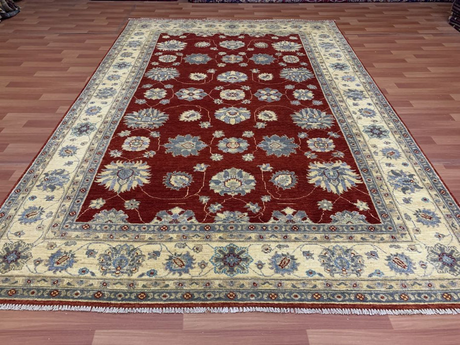 7'x10' Hand-Knotted Chobi Ivory/Red Area Rug – KB Rugs