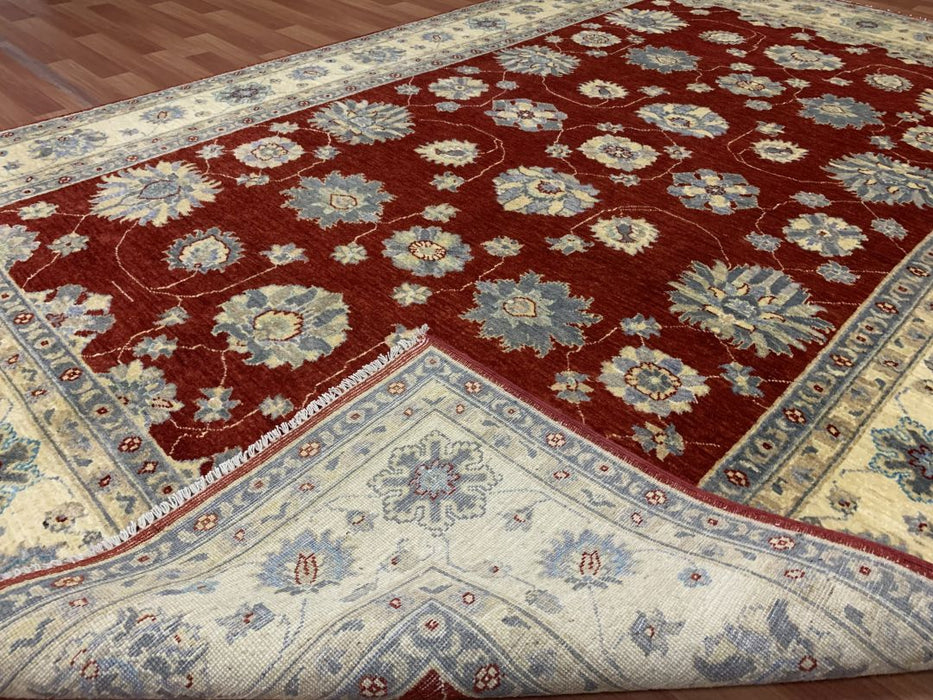 7'x10' Hand-Knotted Chobi Ivory/Red Area Rug – KB Rugs