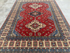 9'X12' Hand-Knotted Chobi Wool Area Rug - Red/Blue