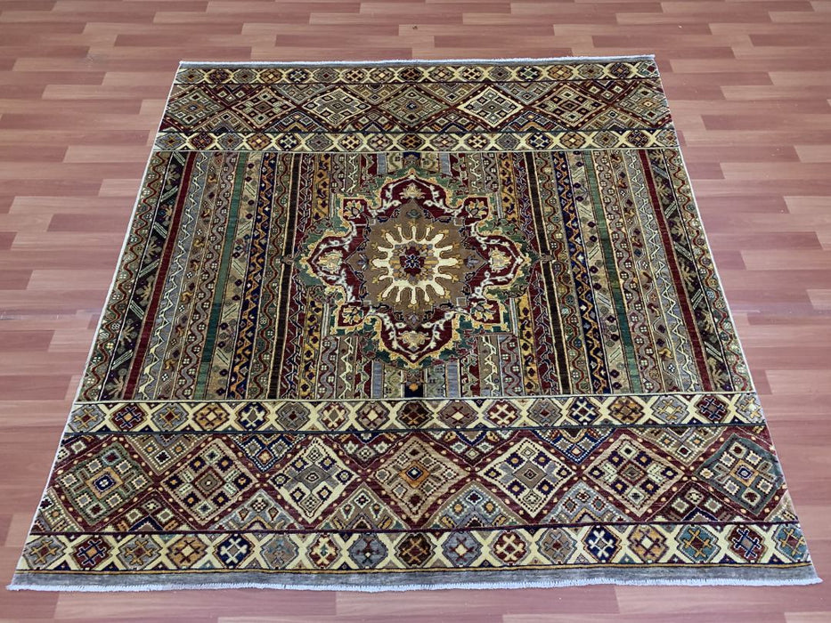 6' x 6' Square Tribal Ziegler Hand Knotted 100% Wool Area rug
