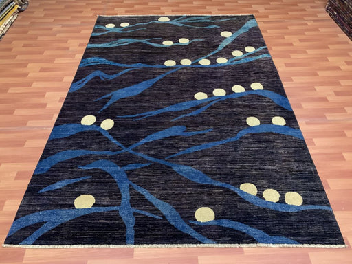 7'x10' Hand-Knotted Modern Chobi Blue/Beige Area Rug – KB Rugs