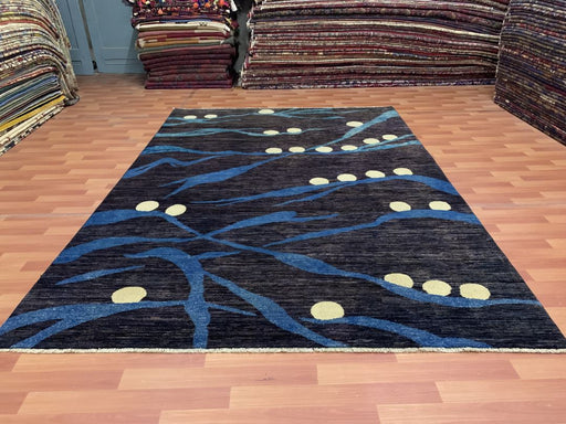 7'x10' Hand-Knotted Modern Chobi Blue/Beige Area Rug – KB Rugs