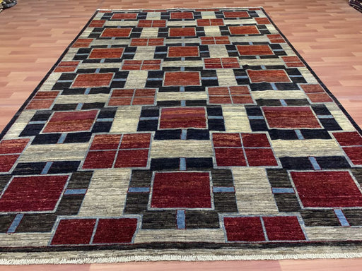 7'x10' Hand-Knotted Modern Chobi Red/Multi Area Rug – KB Rugs