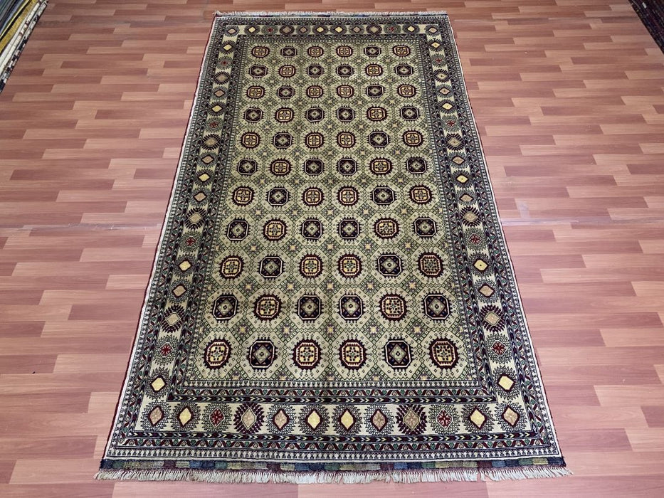 7'x10' Hand-Knotted Tribal Bukhara Beige/Multi Area Rug – KB Rugs