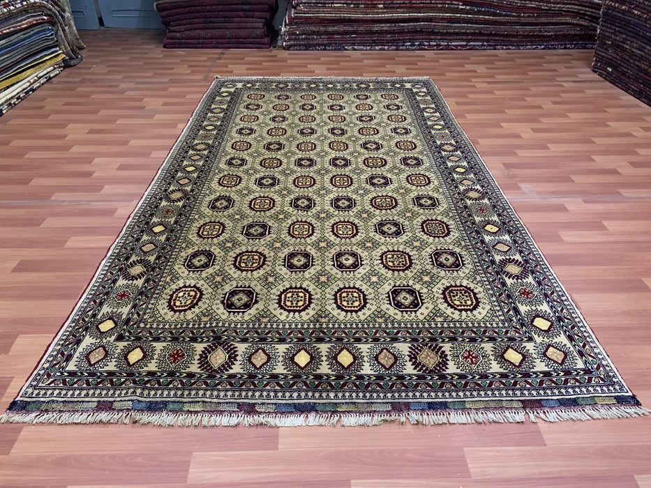 7'x10' Hand-Knotted Tribal Bukhara Beige/Multi Area Rug – KB Rugs