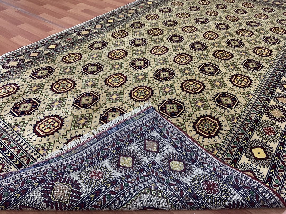 7'x10' Hand-Knotted Tribal Bukhara Beige/Multi Area Rug – KB Rugs