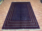7'X10' Hand-Knotted Tribal Bukhara Wool Area Rug - Blue/Multi