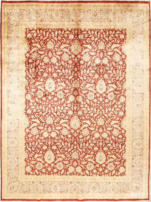 8'x10' Hand-Knotted Autei Red/Beige Area Rug – KB Rugs