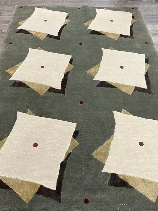 4'x6' Hand-Knotted Nepali Green/Beige Area Rug – KB Rugs