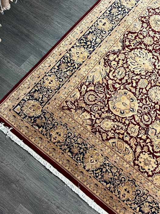 9'2"X12'4" indo persian Silk & Wool Hand Knotted Area Rug
