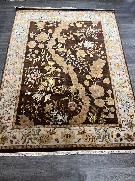 9'1"X12'1" silk flower Wool Hand Knotted Area Rug